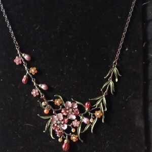 Floral Pink and Green Necklace